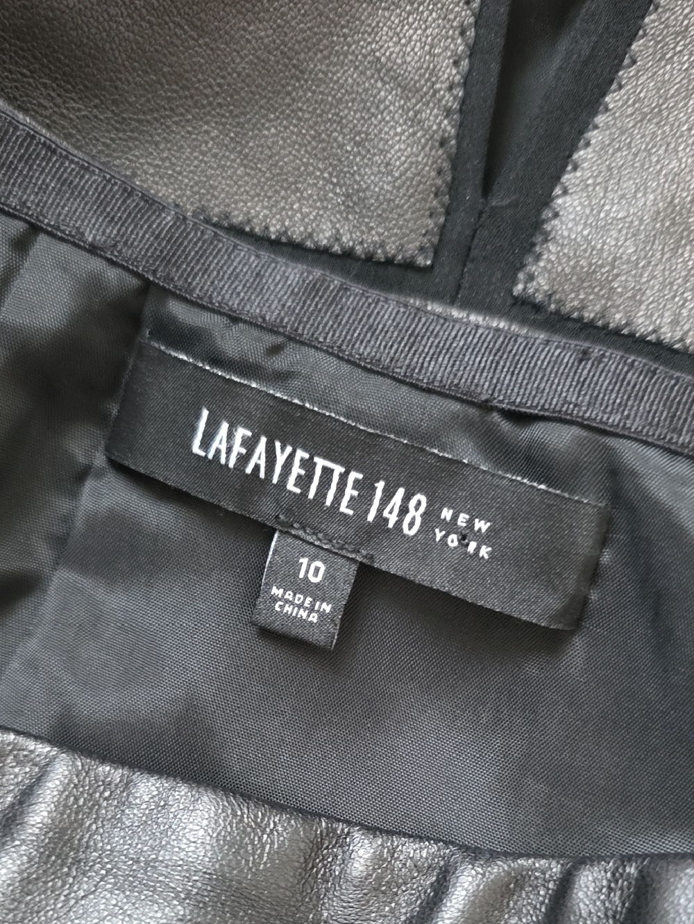 Lafayette Lambskin Leather/silk Block Panel Skirt - Picture 5 of 6